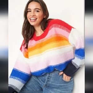 Rainbow striped knit sweater
